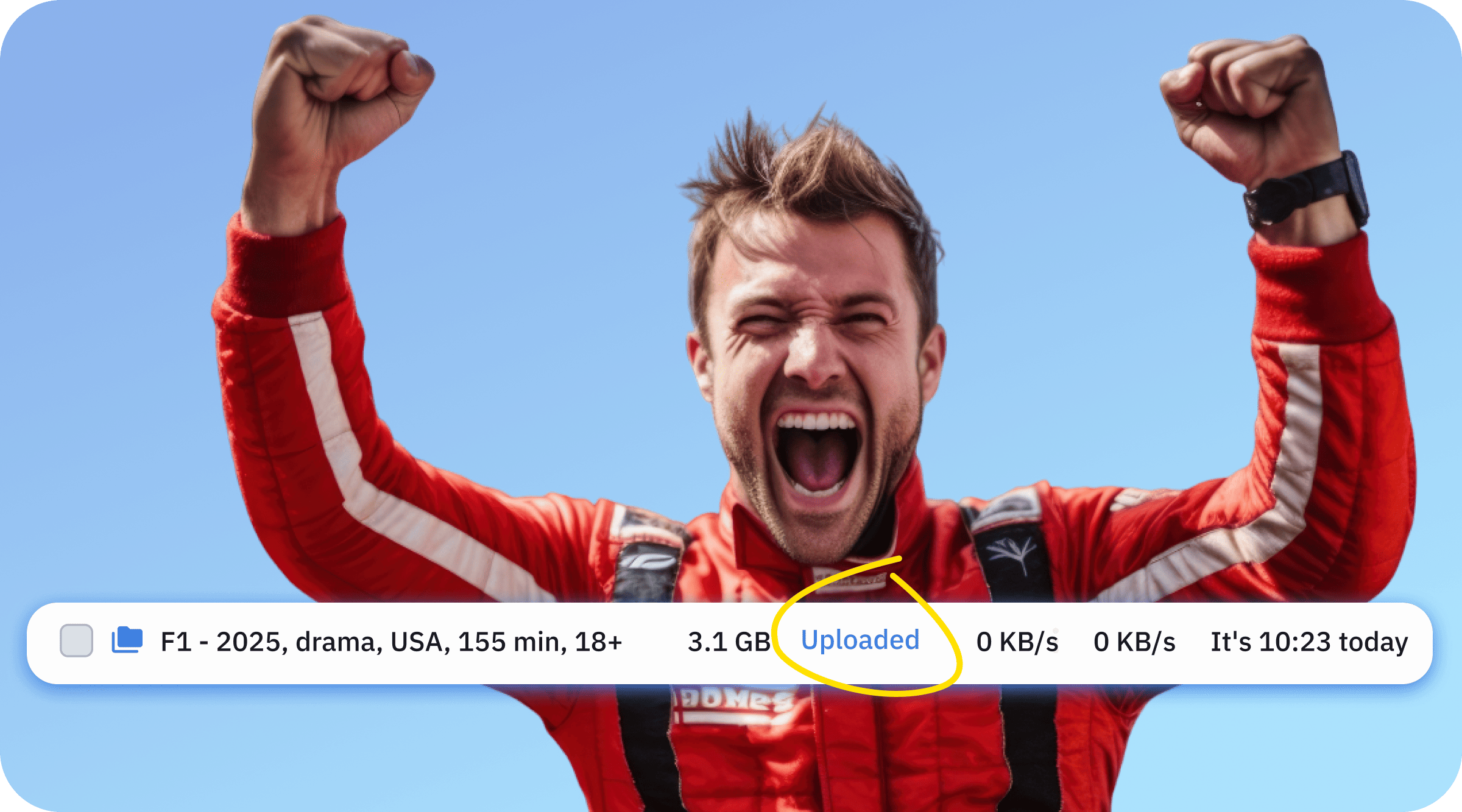 An image of a man who likely won a race