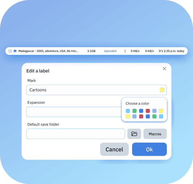 screenshot of the interface