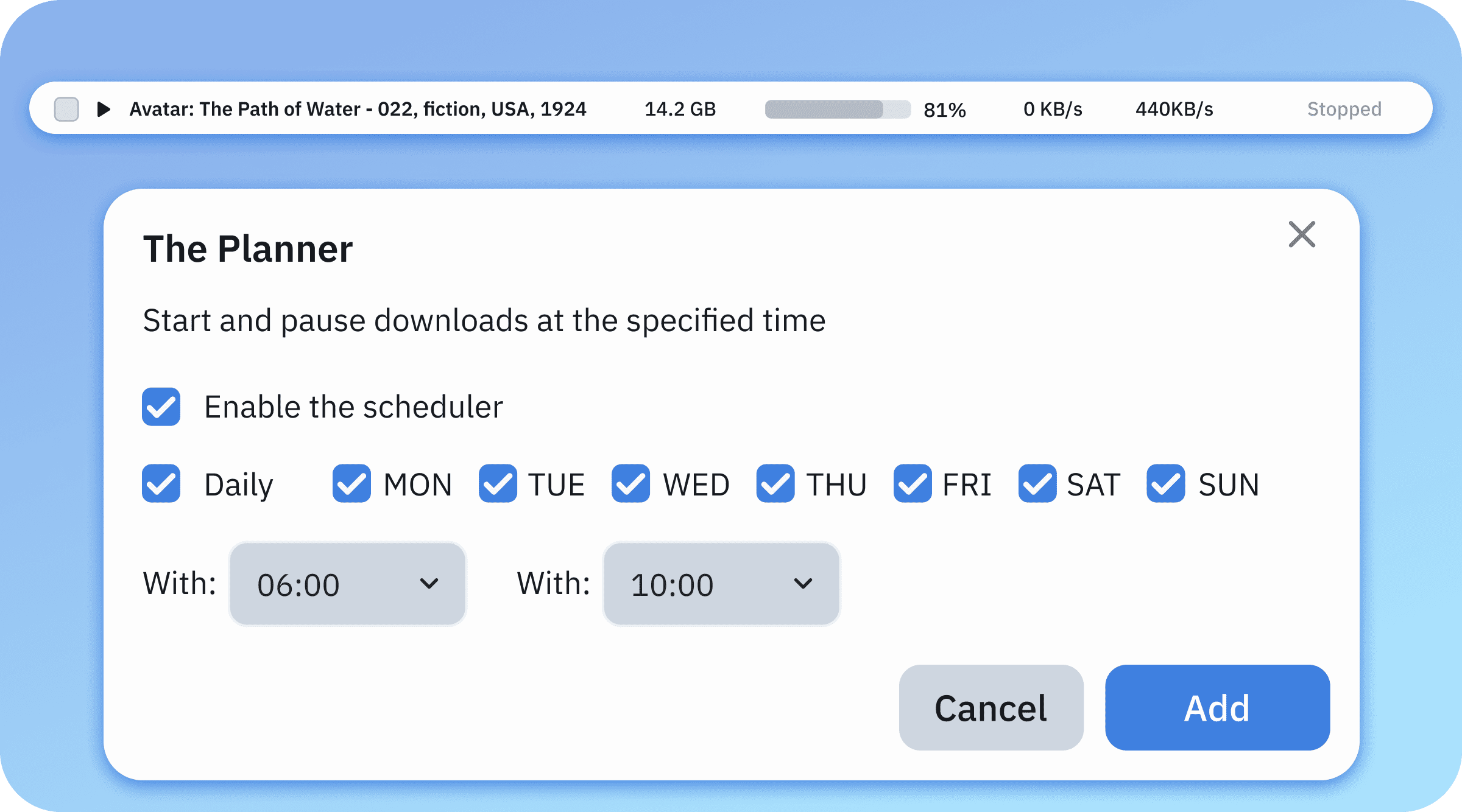 screenshot of the interface