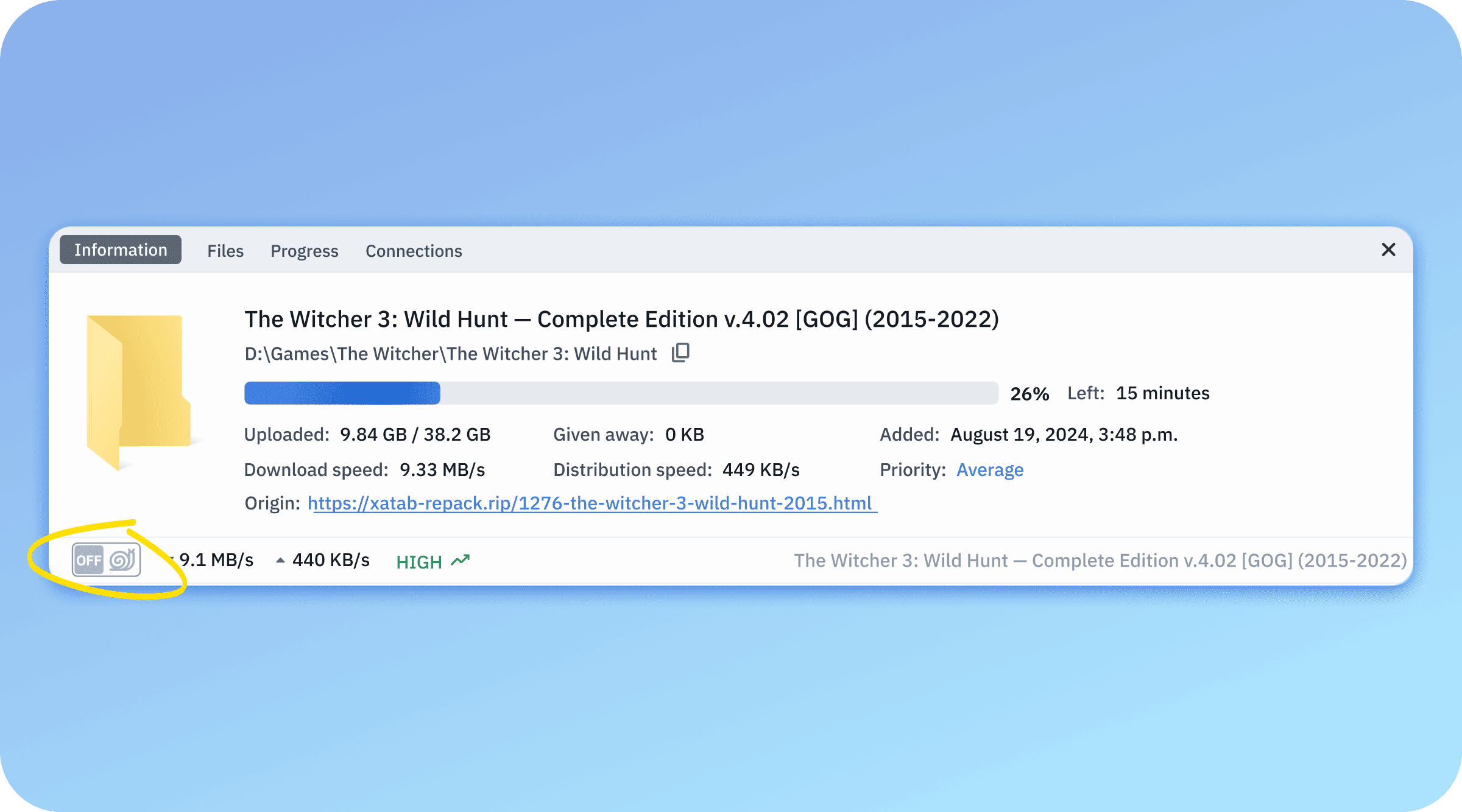 screenshot of the interface