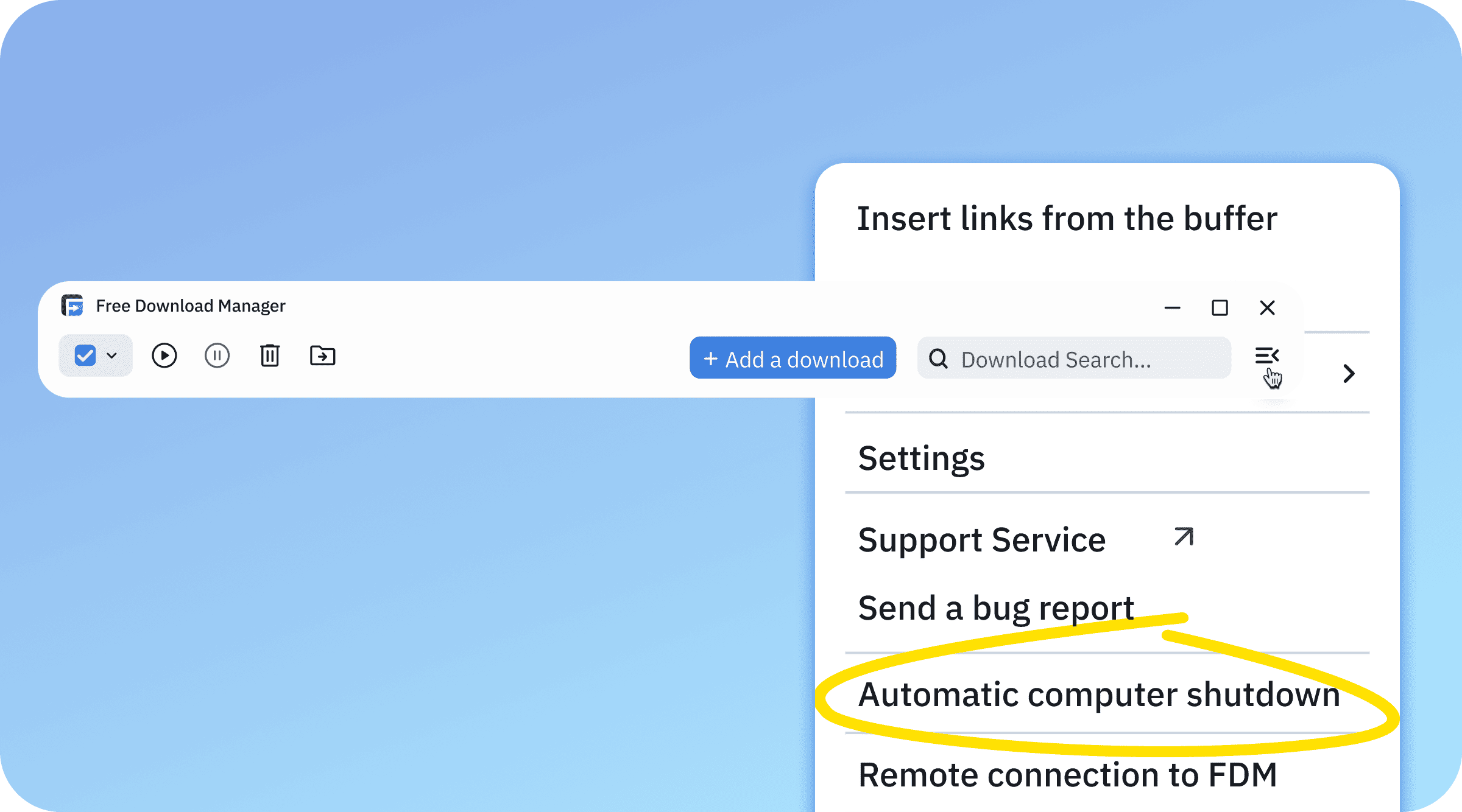 screenshot of the interface